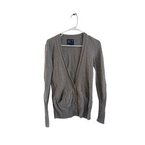 American Eagle Sweater Womens S Gray 4 Button Cardigan  Knit Y2K  V-Neck Classic